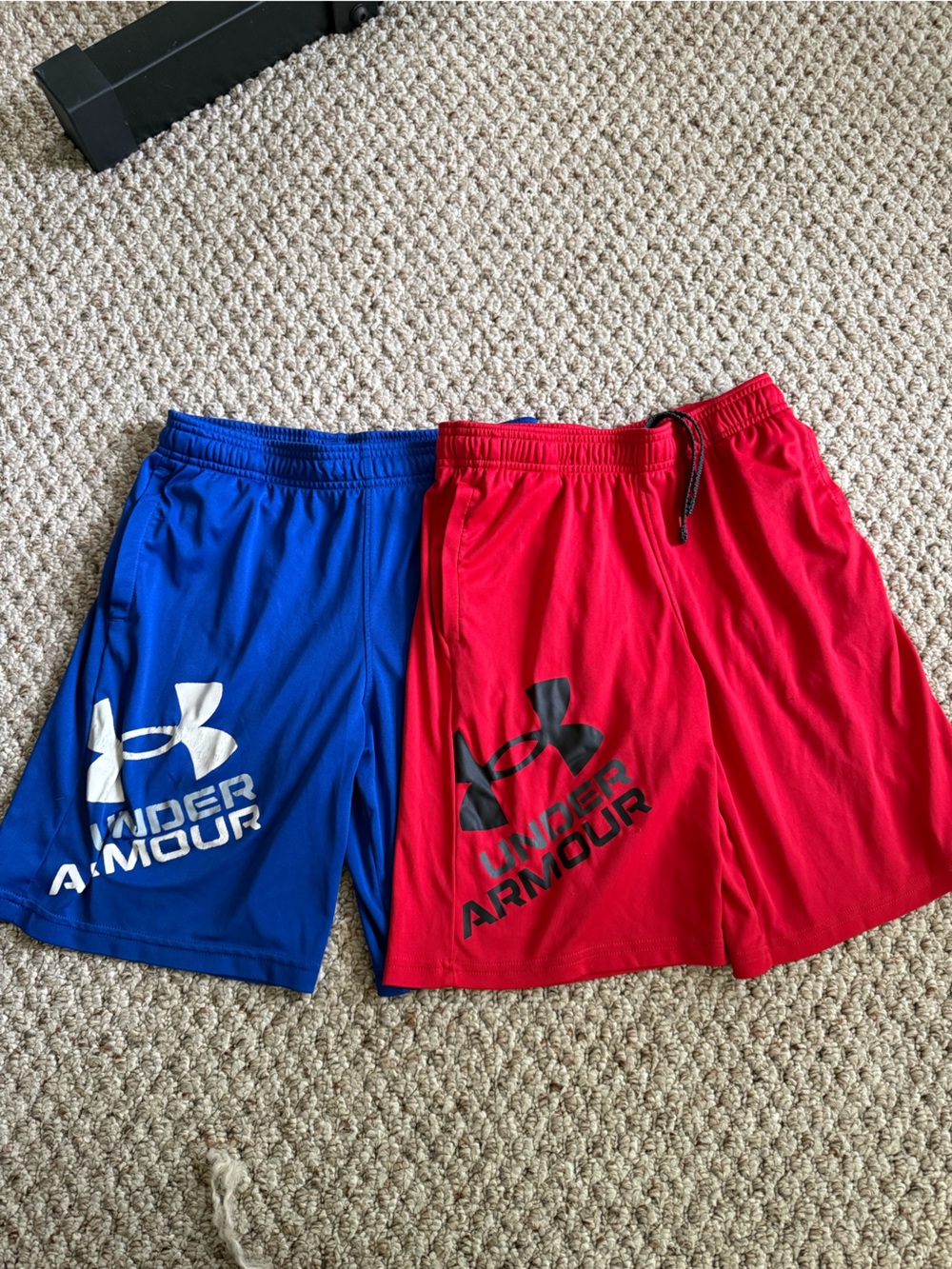 2 Under Armour Royal Blue & Red Performance Shorts
